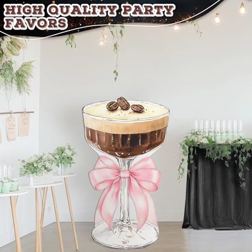 Image of Colingmill 4ft Espresso Martini Birthday Decorations Pink a Tini Bit Older Party Backdrop Birthday Party Cardboard Cutouts Decor for Women Bar Wedding Bachelorette Bridal Shower Supplies