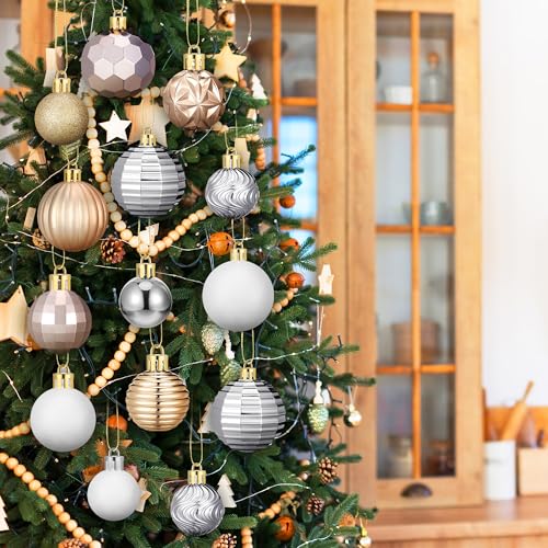 Lunmon 72 Pcs Christmas Ball Ornaments Bulk Champagne Gold Silver White Tree Ornaments 1.57/1.97/2.36 Inch Shatterproof Matte Glitter Xmas Baubles Assorted Elegant Christmas Decor for Xmas Tree Home Lunmon 72 Pcs Christmas Ball Ornaments Bulk Champagne Gold Silver White Tree Ornaments 1.57/1.97/2.36 Inch Shatterproof Matte Glitter Xmas Baubles Assorted Elegant Christmas Decor for Xmas Tree Home