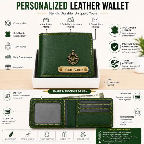 Image of Personalized Gift Set for Men | Customized Wallet, Passport Cover, Keychain & Sunglass Cover with Name | Birthday, Anniversary & Wedding Gift