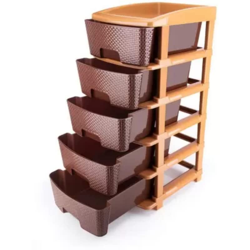 Cospex Plastic Modular 5 Layer Basket Drawer Chest Storage Rack System Large Multi Purpose Chest/Organizers Box Easy fit in Kitchen Dining Room or Bedroom to Store-picture-31