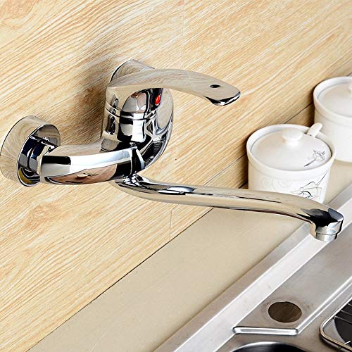 NEOCHY Kraankraan Muur Gemonteerde Keukentappen In-Muur Gootsteen Kraan Mengklep Koude Warmte Balkon Kranen Roteren Vouw Watertap/25 Cm