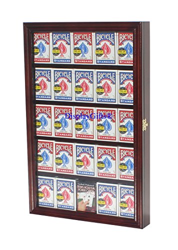 The Playing Card Frame - 25 Deck Acrylic Playing Card Display by Collectable Playing Cards by Collectable Playing Cards (Mahogany)
