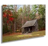 Bob Augsburg Fine Art Cades cove log cabin, Smoky Mountain National park, fall colors, cabin in the woods, Great Smoky mountains log cabin, Gatlinburg Tn.