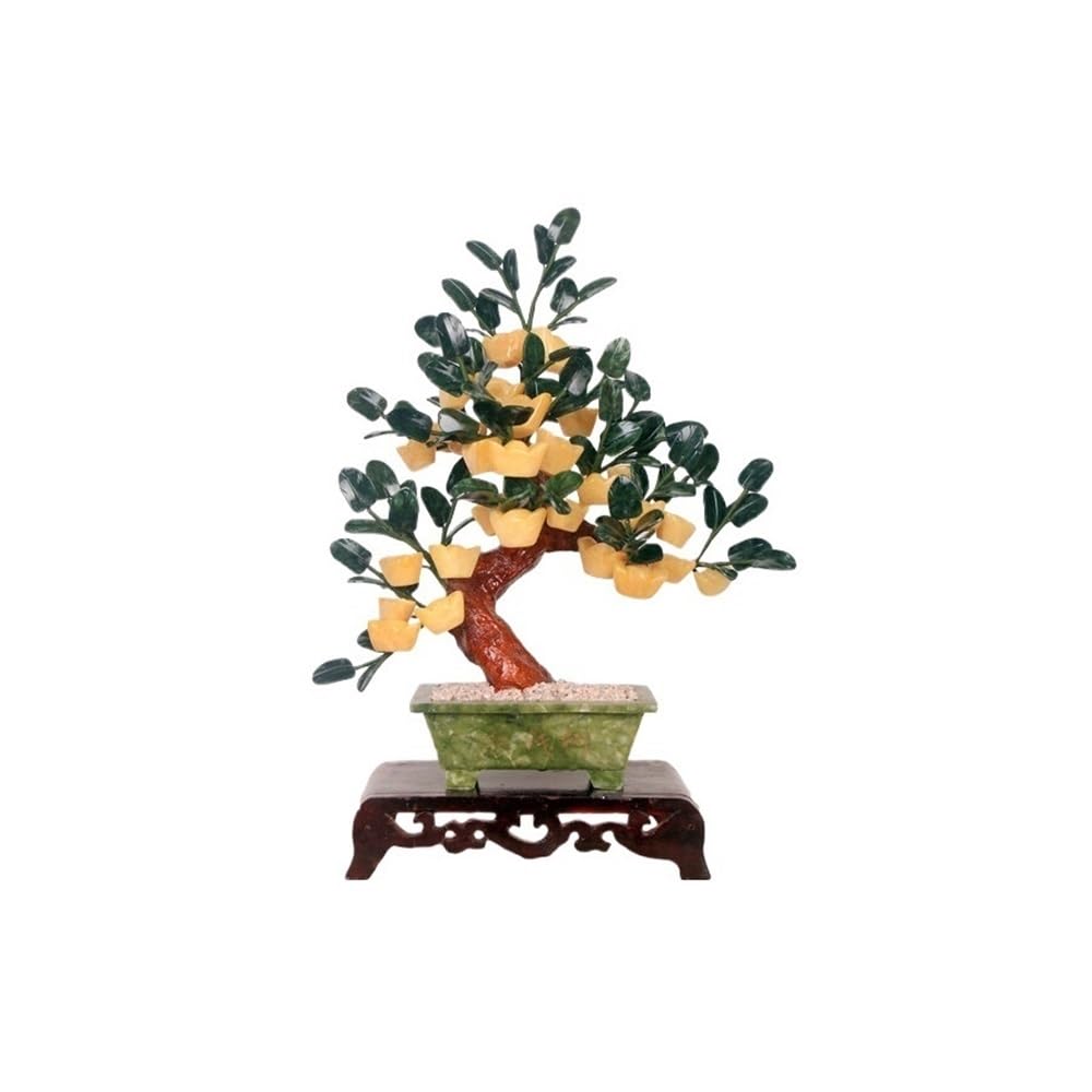 CHENGAIJIAN Artificial Bonsai Tree, Chinese-style Jade Tree Bonsai TV Stand Ornament Feng Shui Decoration
