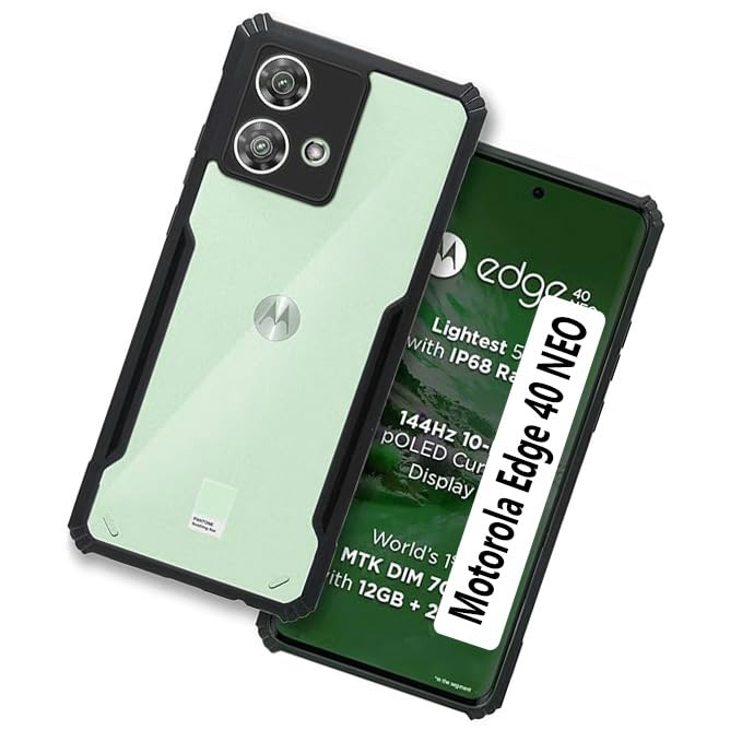 COBERTA Polycarbonate Back Cover For Motorola Moto Edge 40 Neo Back Cover Case - Black Transparent (B0CP2H93KT) Amazon Price History, Amazon Price Tracker