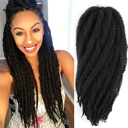 3 Packs Marley Braiding Hair Afro Kinky Marley Braids Hair Extensions Twist Crochet Braids Kanekalon Synthetic Marley Hair 18 Inch (1B#)