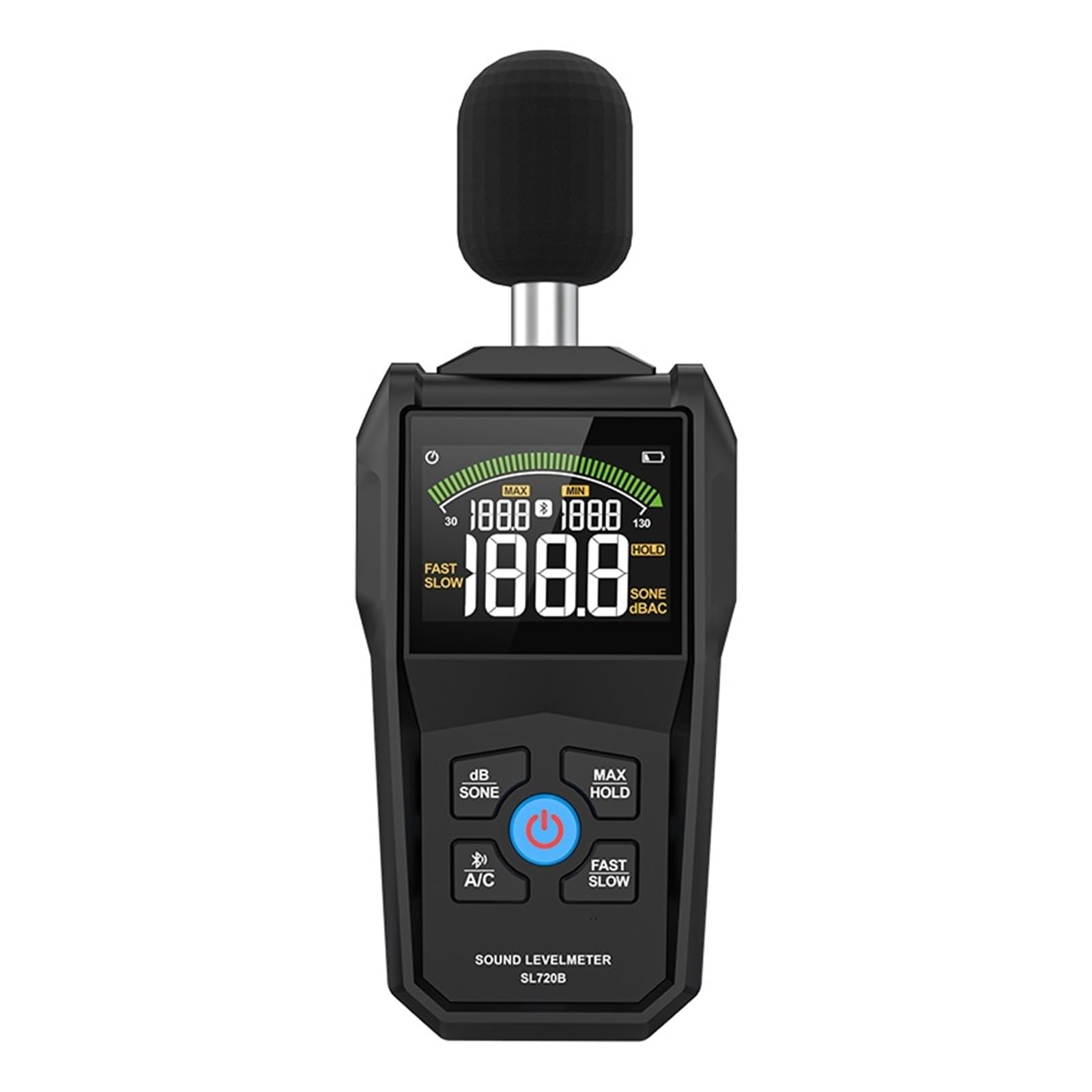 Decibel Meter, Digital Sound Level Meter 30~130dB A/C Weighting Fast/Slow Adjustable Noise Decibel Detector with Communication