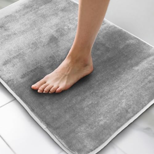 Alfombra Baño - Alfombrilla Ducha - Alfombra De Baño Antideslizante - Bath Mat 40 x 60 cm - Alfombra Ducha Secado Rapido para Baño, Sala, Dormitorio, Cocina Y Zona De Mascotas (Gris)