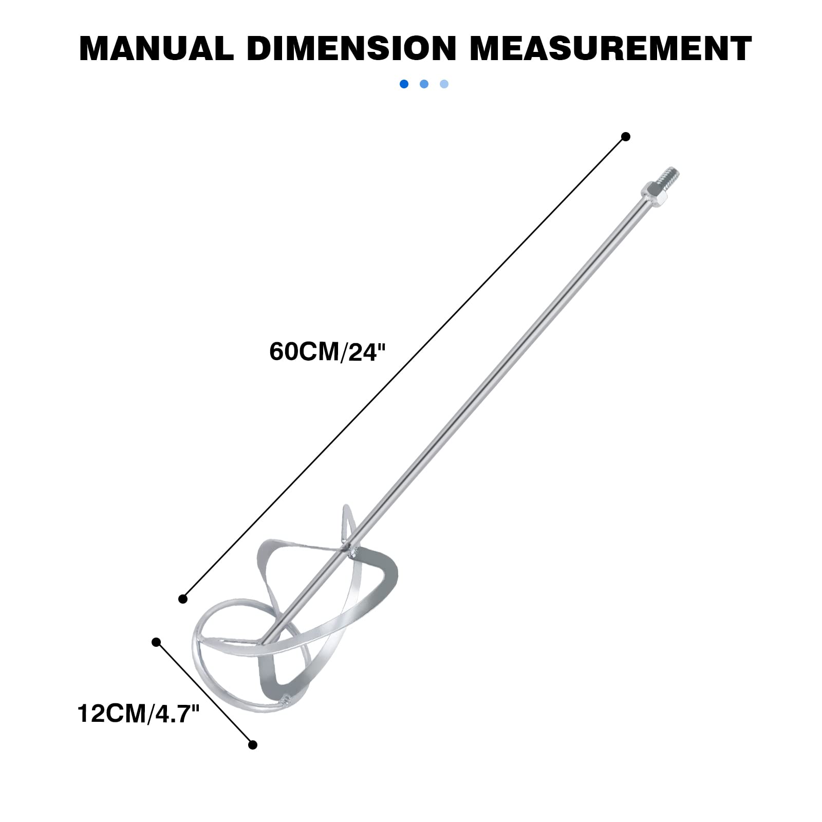 Ø12CM Rührquirl für 2600W Rührwerk (Farb-Mörtelrührer Betonrührer) - Größe: 600 mm × 120 mm, Schnittstellentyp: M14, Silber, Rührstäbchen/Rührstab/Zubehör für elektrische Rührgeräte