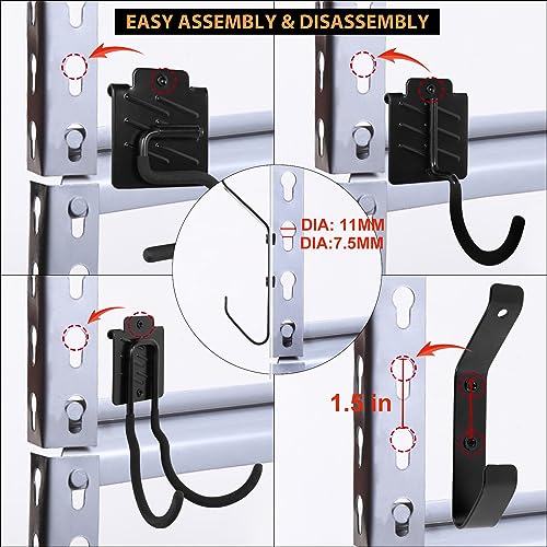 Image of Wallmaster Boltless Shelving Hook Organizer Kit,7 Pcs Adjustable Storage Hanging Accessories for 1.5 inch Keyhole Rack,Garage Heavy Duty Tool Storage System