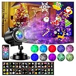 HAKUTA Halloween Christmas Projector Lights, HD Wave Ocean Effect LED Projector with 16pc Slides Patterns and Remote Control for Christmas, New Year, Birthday, Halloween, Thanksgiving Decor