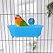 Wontee Bird Bath with Mirror Toy Fixable Parrot Bathroom Tub for Small Brids Parrot Canary Budgies Parakeets