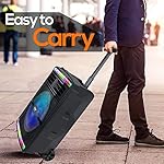 Pyle Portable Bluetooth PA Speaker System - 600W Bluetooth Speaker Portable PA System W/ Rechargeable Battery, Party Lights, MP3/USB SD Card Reader, Rolling Wheels - Pyle PPHP1044B - Image 4