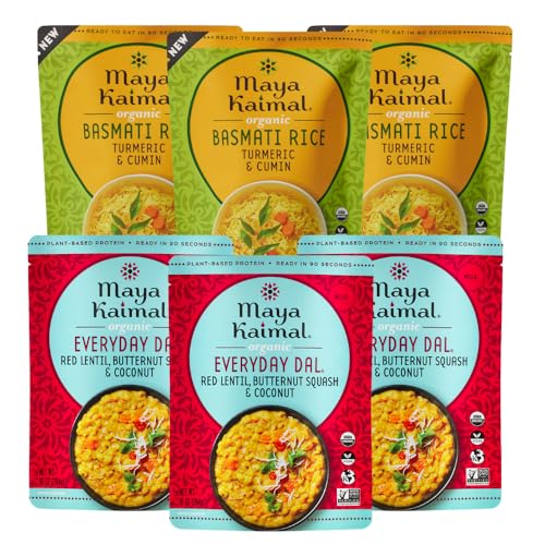 Maya Kaimal Rice and Dal Variety Pack, 6 pack Variety of 10oz Ready to Eat Meals - Fully Cooked - Vegan - Kosher - Microwavable image 2