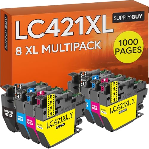 Supply Guy LC421XL Druckerpatronen kompatibel mit Brother LC421 LC421VAL Patronen passend für DCP-J1050DW DCP-J1140DW MFC-J1010DW Multipack 8 Tintenpatronen