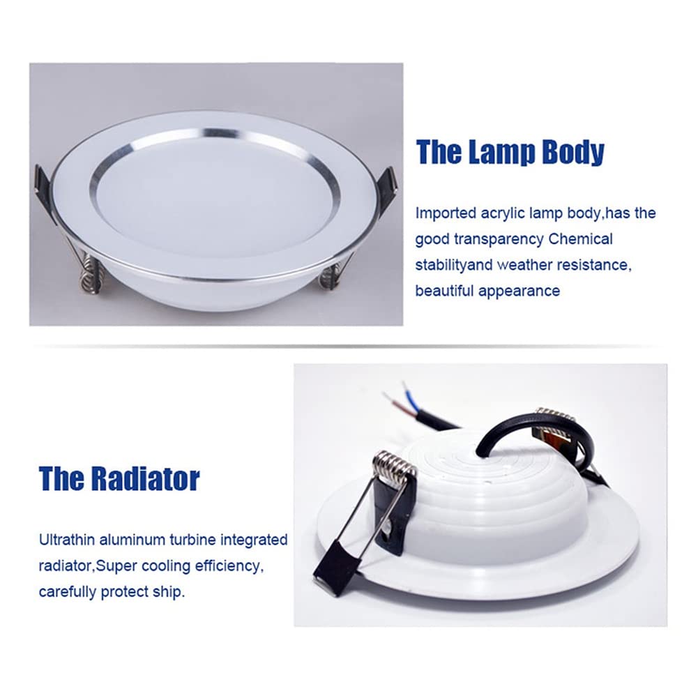 TTPP Dimmable LED étanche LED Down Lights 5w 7w 9w 12w 15w 18w Downlight Downlight Lights Lampe De Plafond pour Ampoule De Salle De Bain (10 Pcs)-7WIP65230V-Coldwhite