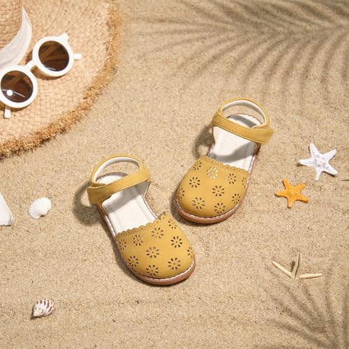 Image of ESTINE Toddler Girls Little Kids Close Toe Sandals - Flower Girl Dress Flats Summer Shoes
