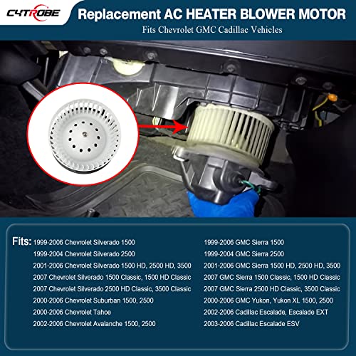 Cytrobe Ac Heater Blower Motor Hvac Compatible With 1999-2006 Chevrolet Silverado 1500 2500 3500 Tahoe, Cadillac Escalade Avalanche, Gmc Sierra Yukon Replaces# 1581647, 35143, Pm2728, 89019321 #TOP2