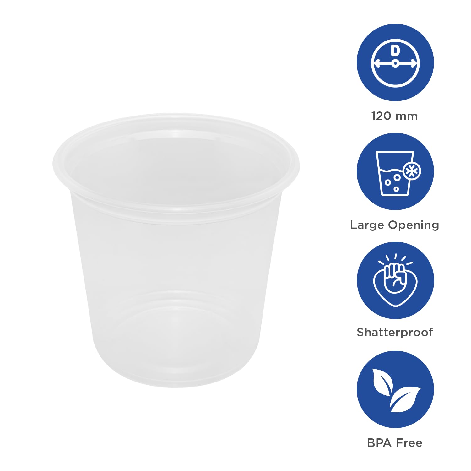 Karat 30oz PP Plastic Flat Rim Extra Wide Cold Cups (120mm) - 500 ct