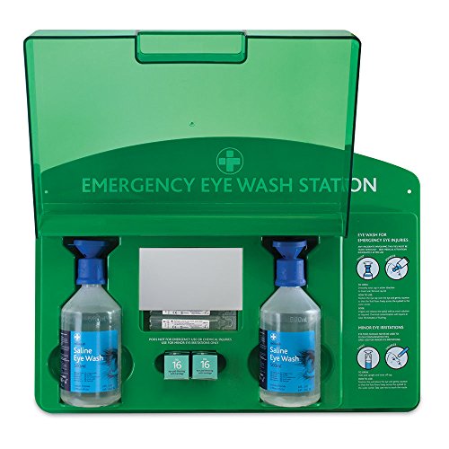 Reliance Medical Eye Wash Station - Complete Emergency Solution with Illumination Includes Eye Bandage Saline Eye Wash 500 ml Saline Eye Wash Pods
