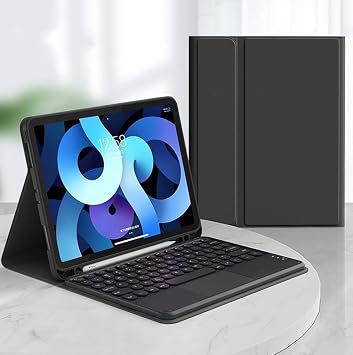 Touch Keyboard Case for Galaxy Tab S9 FE+ / Tab S10+ /Tab S9+ /S8+/S7+/S7 FE 12.4" Keyboard Case with Touchpad Detachable Keyboard Cute Round Key Color Keyboard Cover,Black