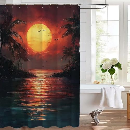 Rideau douche coucher de soleil 90x180 cm imperméable en polyester lavable - 4