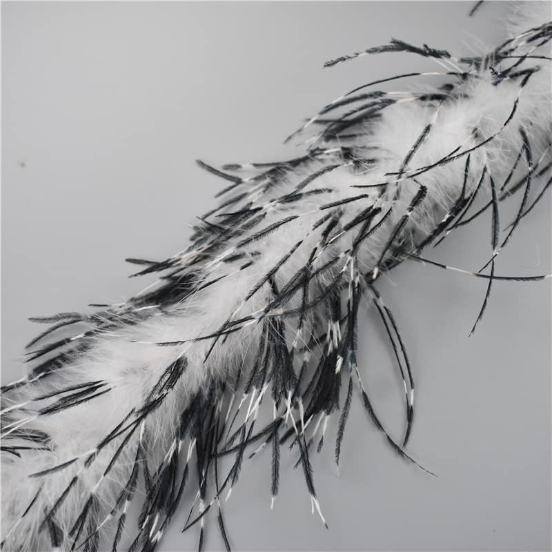 2Meters/Lot White Ostrich Feather Boa Black Fluffy Feather Scarf Naturl Plumes for Crafts DIY Clothes Decor Carnival Accessories