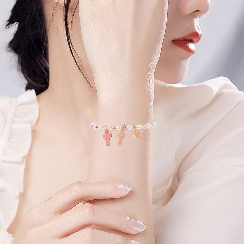 1000Pcs Acrylic Cross Charms Cross Charms Bulk Plastic Transparent Clear Colorful Small Mini Crosses Crucifix Charm for Jewelry Making Charms Necklace Bracelets Women DIY Supplies Accessories