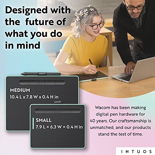 Wacom Intuos Small Bluetooth Graphics Drawing Tablet, Portable for Teachers, Students and Creators, 4 Customizable ExpressKeys, Compatible with Chromebook Mac OS Android and Windows - Pistachio - Image 7