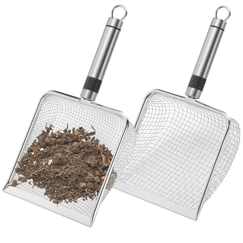 2 Pieces Gardening Soil Sifter - 3.8/5mm Garden Riddle Mesh Sieves - Gardening Sand Mesh Sifter for Soil Sand Rocks Dirt Compost