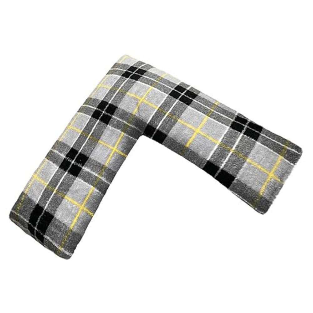 Dazzle Collection V Shaped Teddy Bear Fleece Complete Pillow or Case for support Maternity Back Neck Soft Warm Plush Cosy Pillow (Teddy Tartan Gray, Complete Pillow)