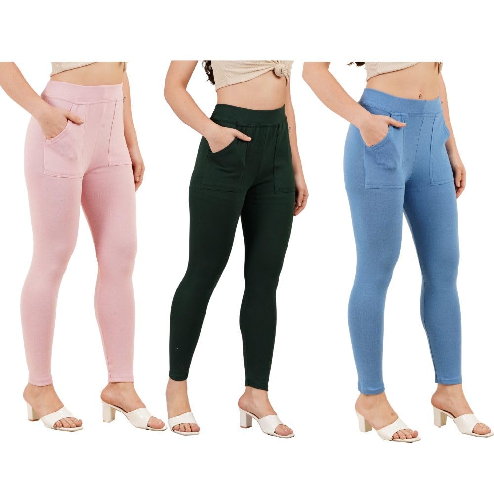 Combo of Womens Cotton Blend Jeggings Casual Wear (Multicolor, Pack of 3)-picture-33