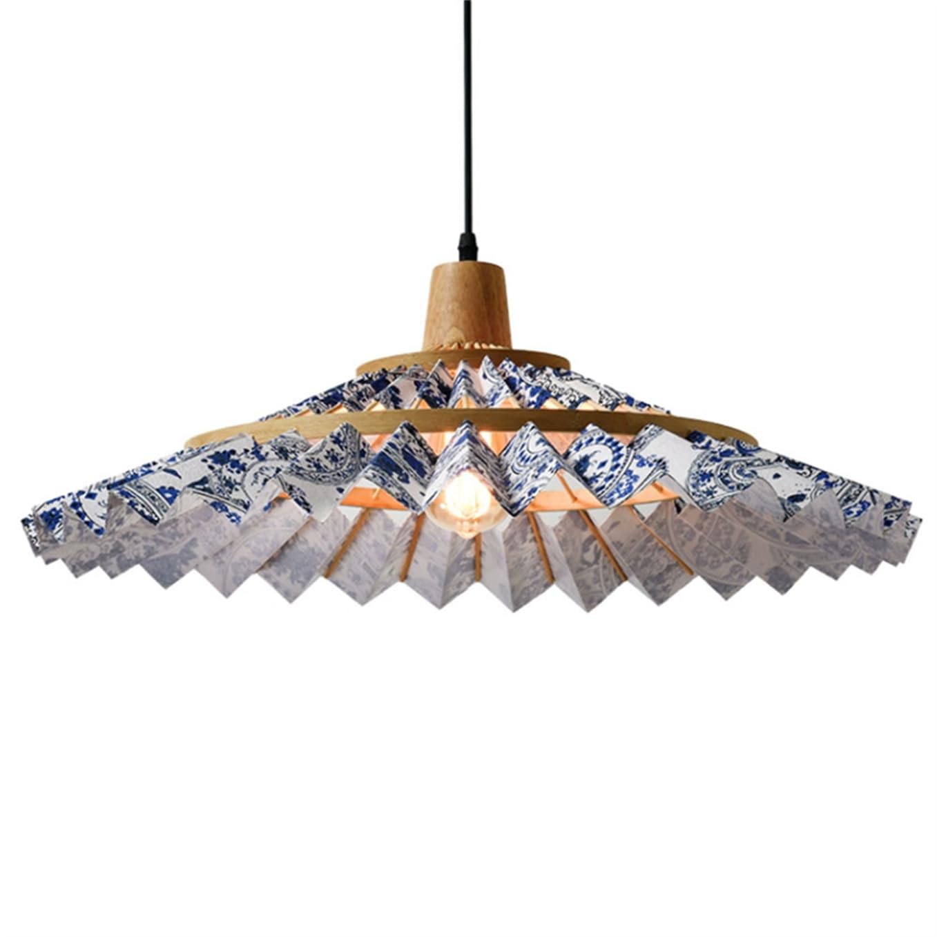 LQZCXMF Faux Parchment Bamboo Light Fixture Umbrella Shape Wicker Chandelier Japanese Style Rustic Bamboo Art Pendant Light with Pattern Lantern for Kitchen Dining Room Hallway Fixtures 1-Pack