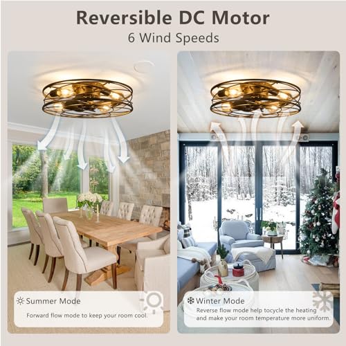 Flush-Mount-Caged-Ceiling-Fan-20-Caged-Ceiling-Fan-with-Lights-and-Remote-Bladeless-Low-Profile-Ceiling-Fans-6-Speed-Reversible-Quiet-Industrial-Enclosed-Ceiling-Fan-for-Bedroom-Dining-Room-Kitchen Flush Mount Caged Ceiling Fan 20 Caged Ceiling Fan with Lights and Remote Bladeless Low Profile Ceiling Fans 6 Speed Reversible Quiet Industrial Enclosed Ceiling Fan for Bedroom Dining Room Kitchen