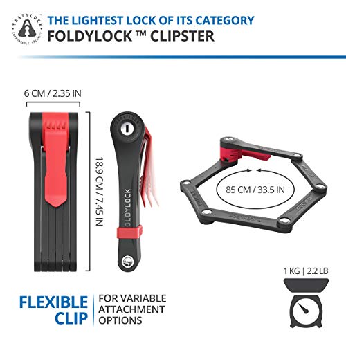 image for Seatylock FoldyLock Clipster Folding Bike Lock - Award Winning Wearabl