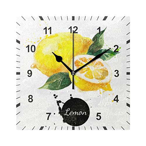 Orezi Watercolor Painting Lemon Wall Clock Art Decor For The Kitchen,Living Room,Bedroom,Office,School #TOP19