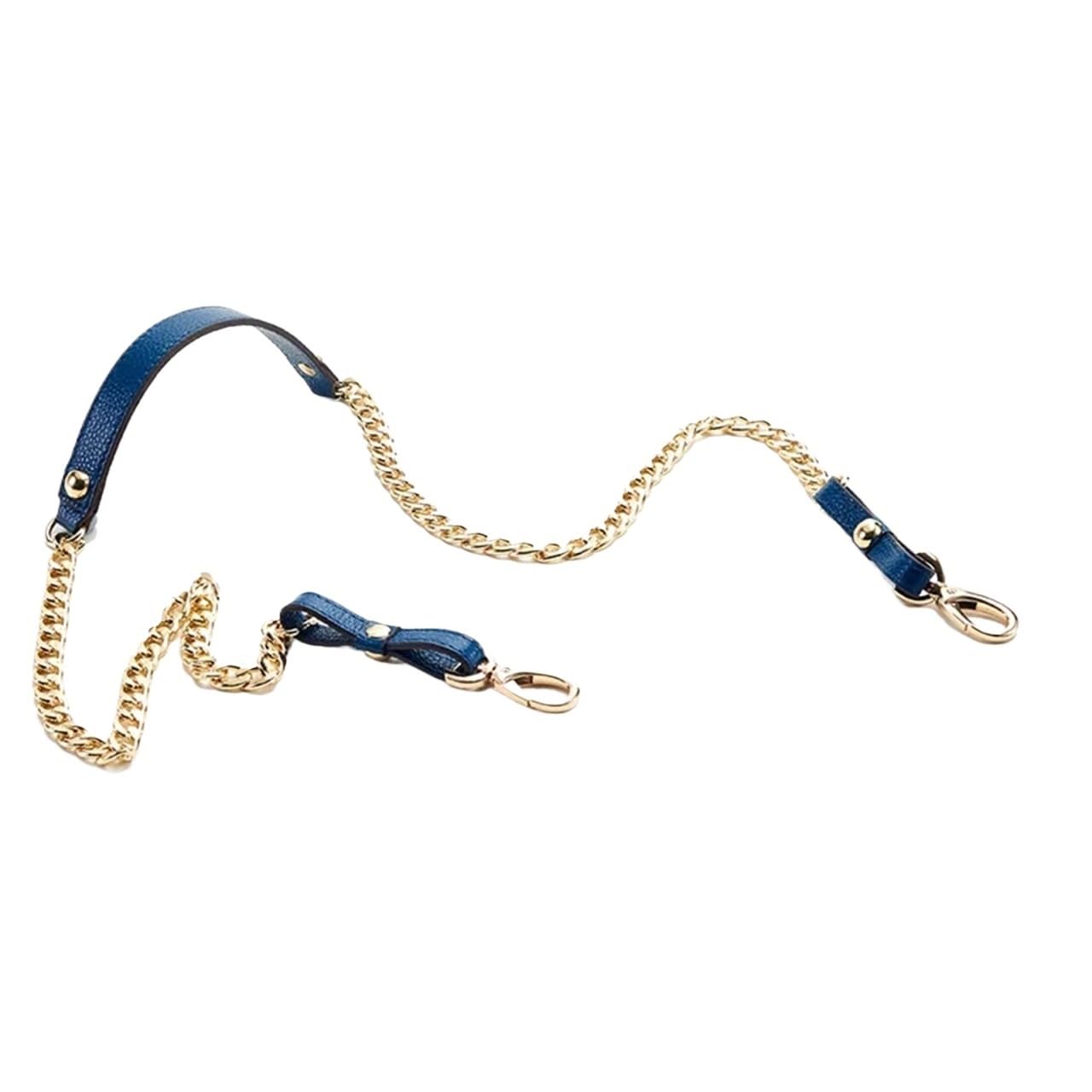 YUSUZH 1PCS 120CM Shoulder Bag Chain Aluminum with Leather Clasp Parts Buckle for Small Bag(Blue)