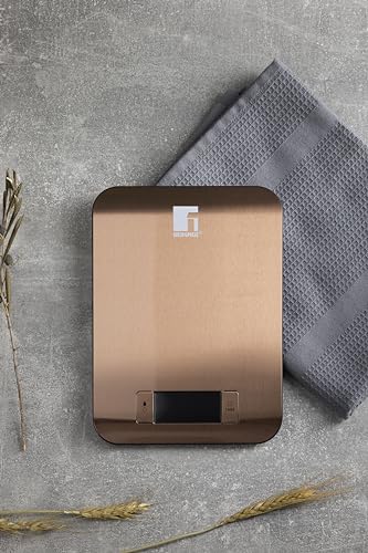 BERGNER Copper - Keukenweegschaal 0-5 kg – lcd-display met licht, roestvrij staal en ABS, nauwkeurigheid 1 g, overbelastings- en batterijindicatoren, automatische uitschakeling - Afbeelding 4