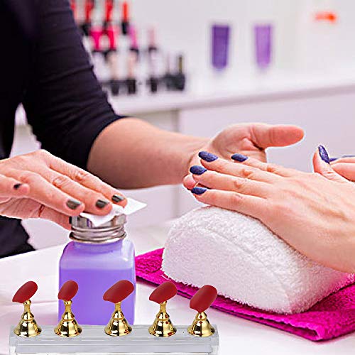 4 Sets Acrylic Nail Display Stand Diy Nail Crystal Holder Magnetic Practice Stands For False Nail Tip Manicure Tool (2 Gold) #TOP5