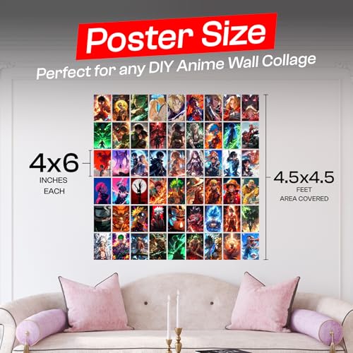 Image of Anime Poster Set of 54 | 4 x 6 Inch Paper Posters: Naruto, One Piece, Demon Slayer, Attack on Titan, Jujutsu Kaisen | Aesthetic Wall Decor for Bedroom & Dorm | Anime Wall Art (Anime)