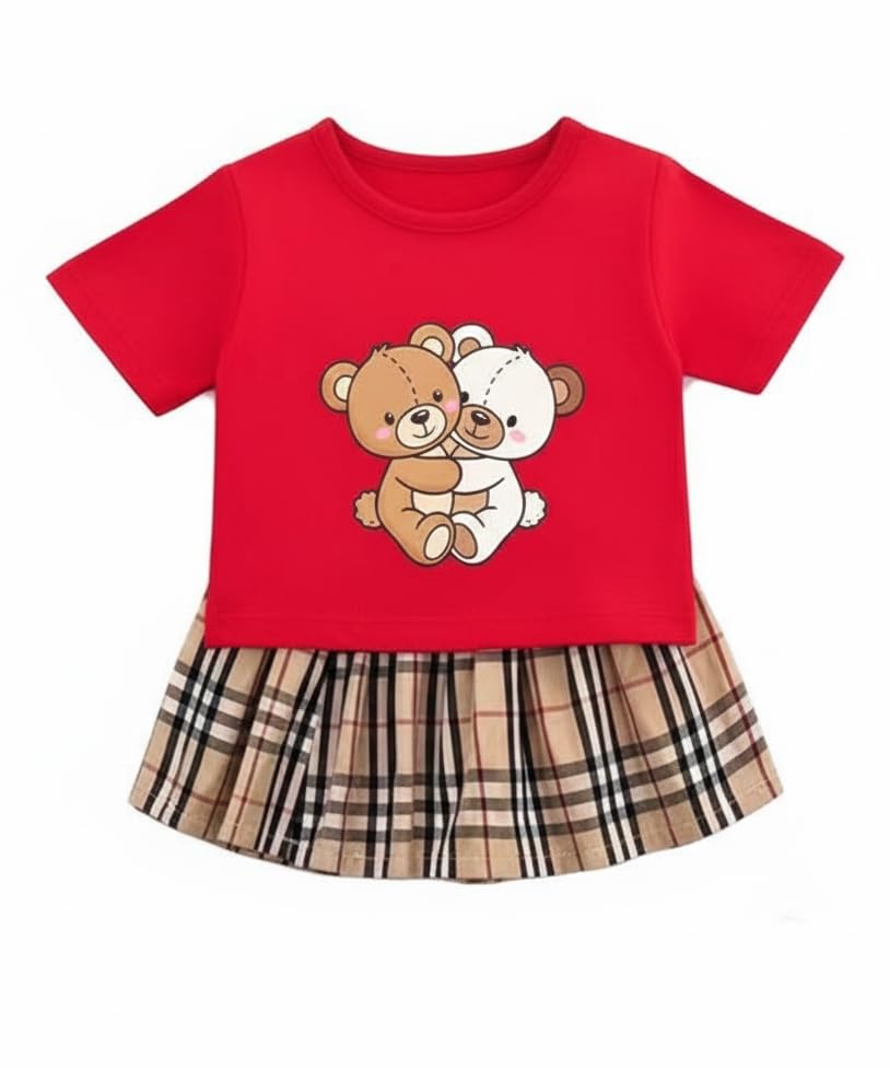 Image of Bold N Elegant Girls Cotton Cute Girly Vibes Cartoon Printed Short Sleeve T-Shirt Top & Shorts Summer Casual Clothing Set