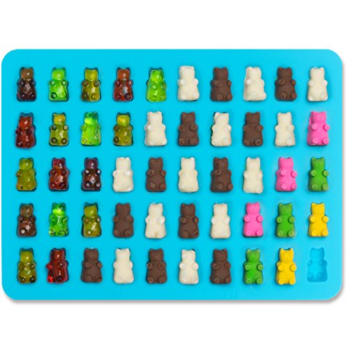 Gummy Bears Molds for Hard Candy & Chocolate Making- Silicone Soap and Ice Cube Trays- Party Buffet, Baking, Wedding Favor Maker & Baby Shower Supplies - Novelty / Silly Shapes - 50 Cavity