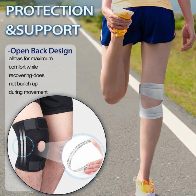 Miniatura 5 de Rodillera para hombres y mujeres con estabilizadores laterales y almohadilla de gel para rótula, soporte de compresión de rodilla ajustable