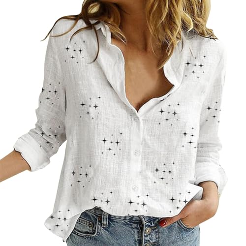 Generisch Sternenbluse Damen Button-down-Kragen Langarm