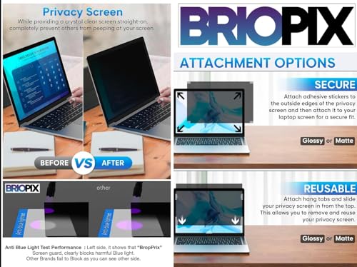 Image of Pxin BrioPix 17.3 Inch (16:9) Laptop Privacy Screen Filter - NO Eye Strain | Anti-Blue Light + Anti-Glare | BLUV Block Tech | Privacy Screen for 17 .3 Inch