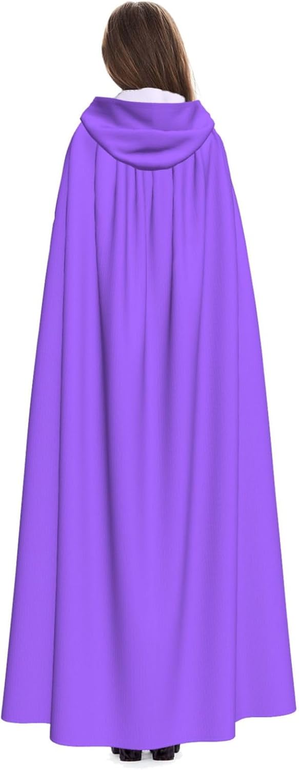Solid Color Light Purple Men Women Halloween Role Play Party Decoration Hooded Poncho