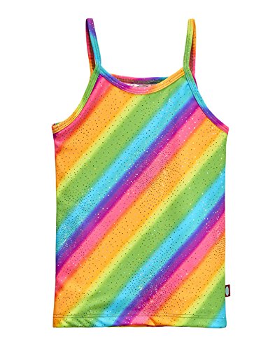 City Threads Girls Cami Spaghetti Strap Tee Tshirt Fun Colorful Metallic Shiny Mermain Print Tank Top For School Party Summer, Summer, Rainbow Sparkle, 10 #TOP6
