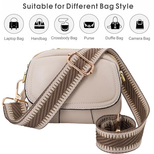 Image of Replacement Purse Strap Shoulder Strap Adjustable Crossbody Strap for Women Crossbody Wide Shoulder Bag, Khaki Diagonal-gold Hardware, 1.5 inches (3.8 cm) wide, Classic