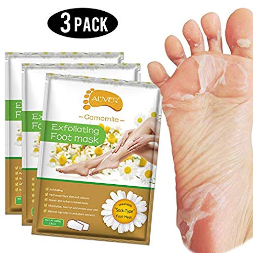 Foot Peel Mask 3 Pack, Exfoliating Callus Remover & Dead Dry Skin, Get Baby Soft Feet in 1-2 Weeks for Men and Women (Chamomile)