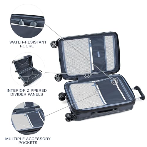 Image of Travelpro Platinum Elite Hardside Expandable Checked Luggage, 8 Wheel Spinner, TSA Lock, Hard Shell Polycarbonate Suitcase, Shadow Black, Checked Medium 25-Inch